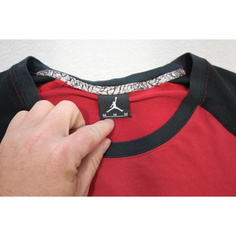 Nike Air Jordan Tee Gym Shirt Graphic Red 3/4 Sleeve Mens Size Medium - Picture 9 of 11